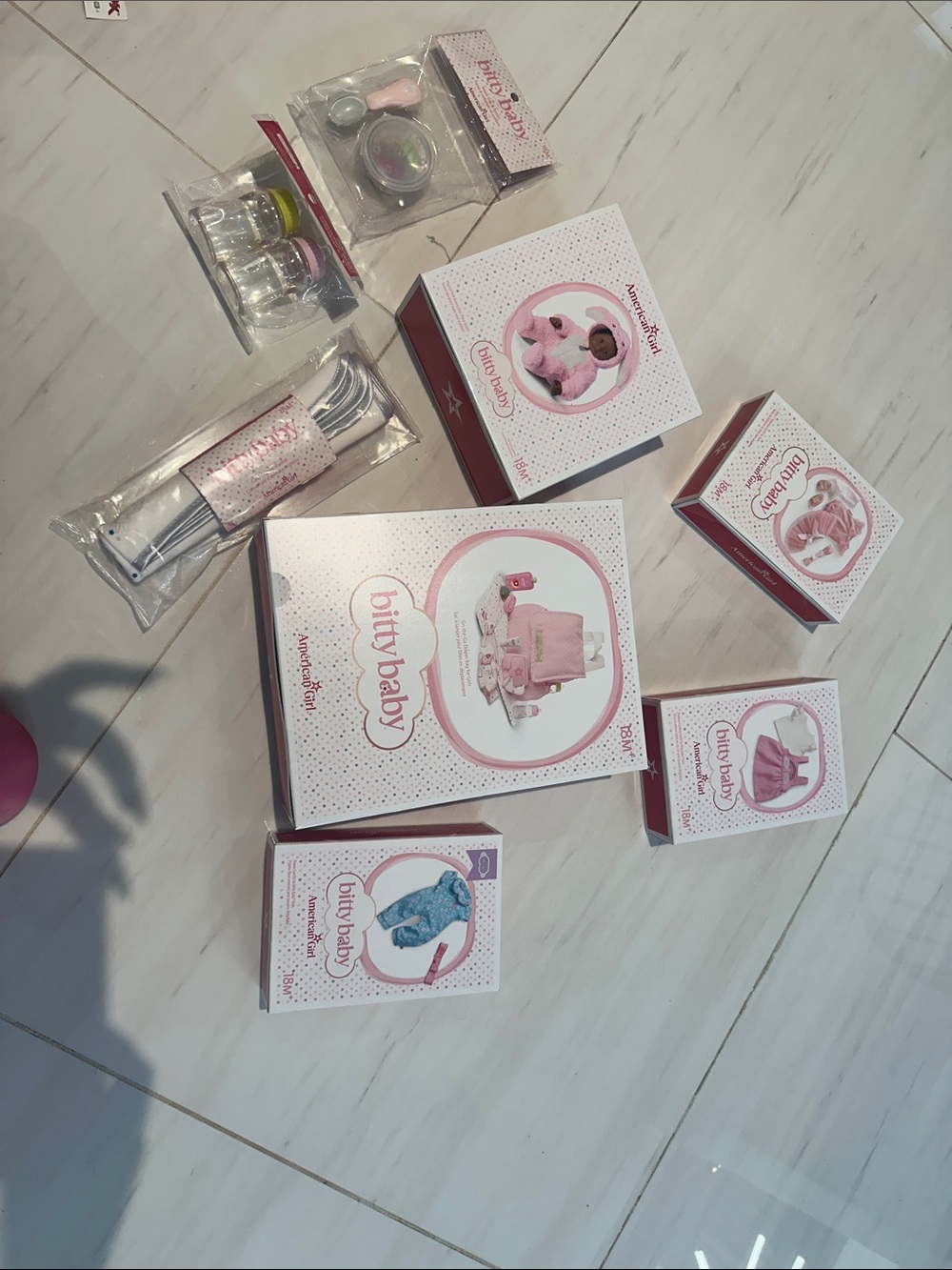 American Girl Bitty Baby Accessory Set in Pink and White